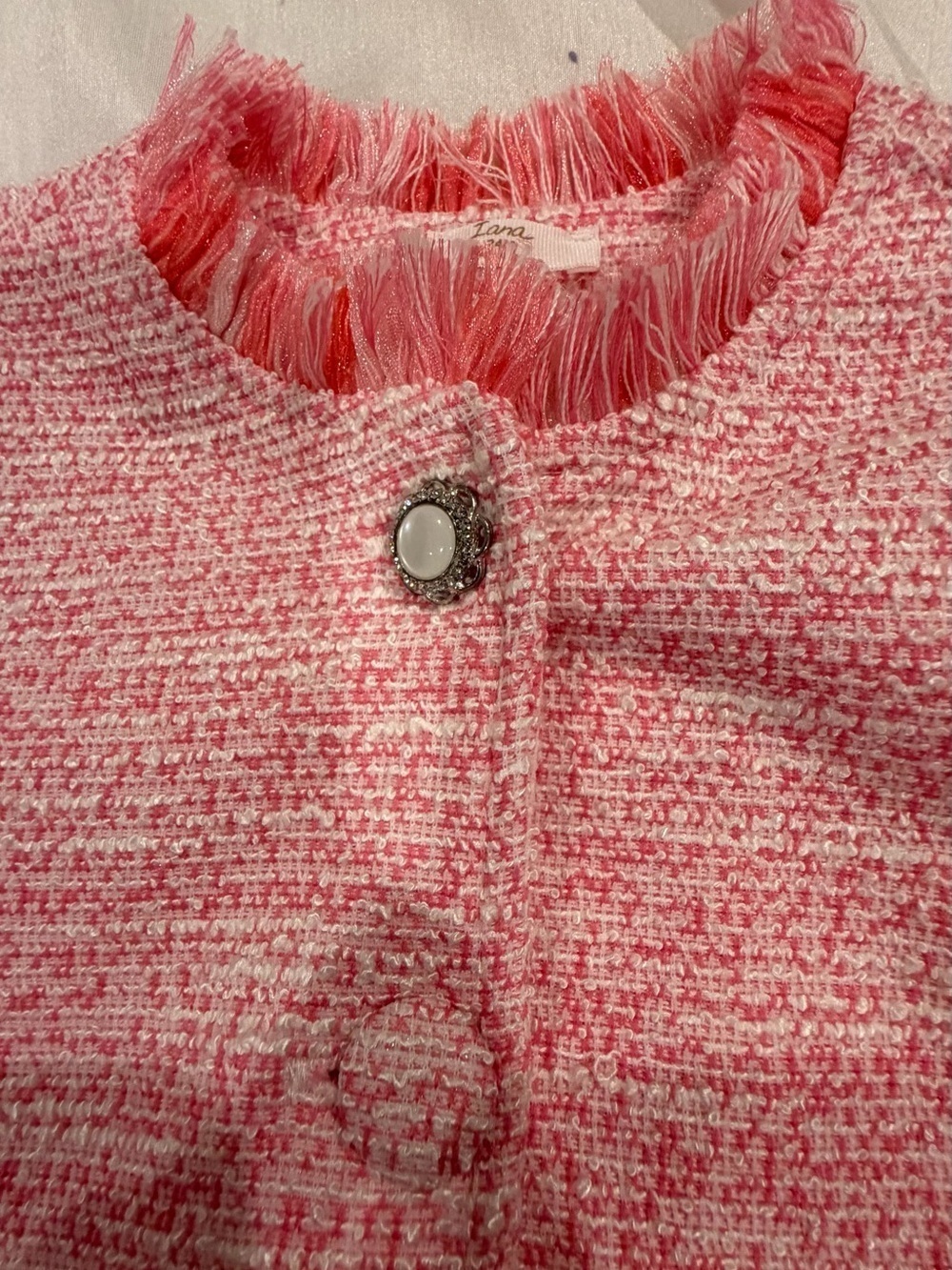 Girls Pink Tweed Fringe Jacket Size 24m - Picture 2 of 9